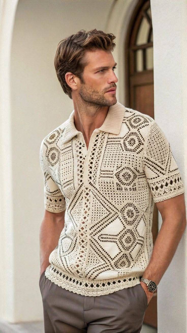 GEOMETRIC KNIT POLO